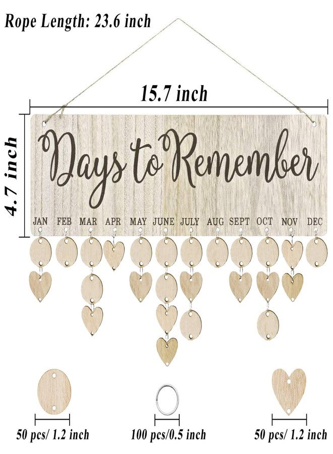 Acoavo Family Birthday Board DIY Wooden Calendar Wall Hanging Birthday Reminder Plaque,with 100 Wooden Tags,Great Gift for Mom Grandma,Days to Remember - Image 2