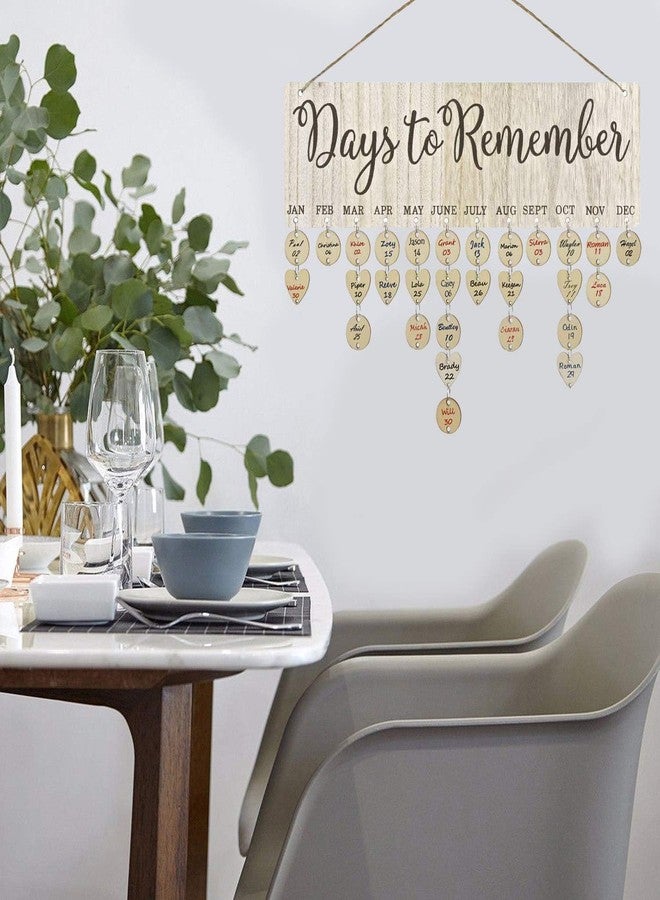 Acoavo Family Birthday Board DIY Wooden Calendar Wall Hanging Birthday Reminder Plaque,with 100 Wooden Tags,Great Gift for Mom Grandma,Days to Remember - Image 4