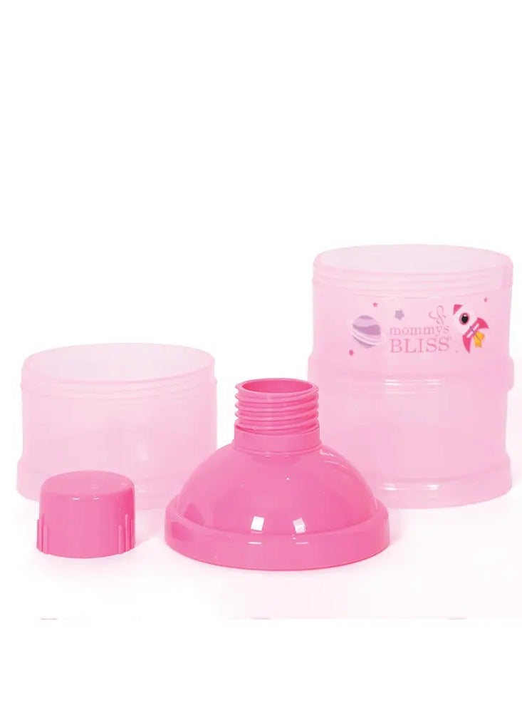 ماما بليس حافظة حليب بودرة ثلاثية الطبقات للأطفال والرضع، خالية من مادة BPA، موزع حليب محمول بتصميم مانع للانسكاب (وردي) - Image 1