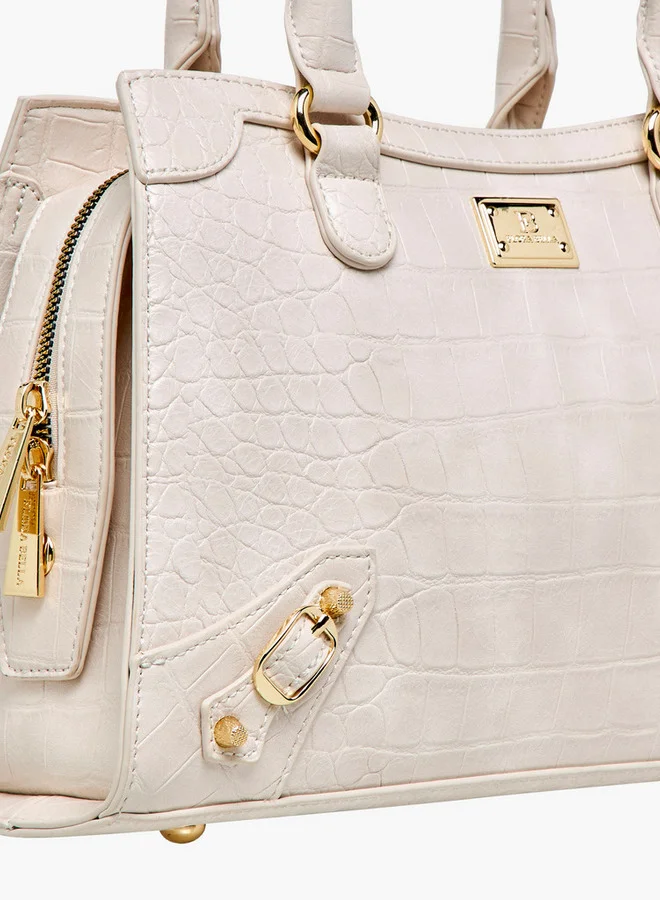 Flora Bella By Shoexpress Textured Tote Bag with Detachable Strap and Zip Closure