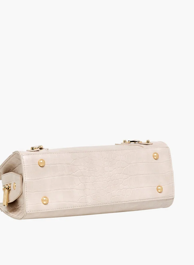 Flora Bella By Shoexpress Textured Tote Bag with Detachable Strap and Zip Closure