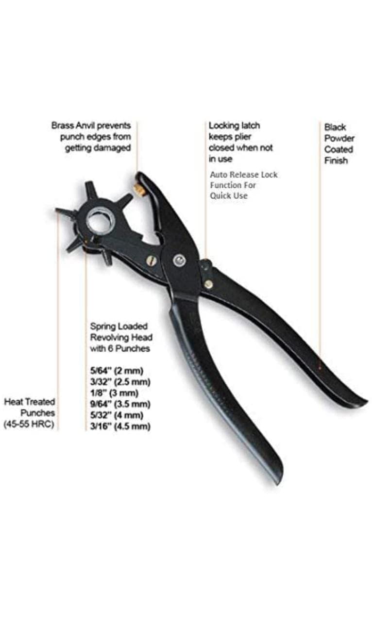 Caneuf Revolving Leather Belt Hole Punch Plier | Multi-Tool Manual Punch Maker for Belts, Watch Bands, Bags, Dog Collars, Holes Punching Machine - Image 4