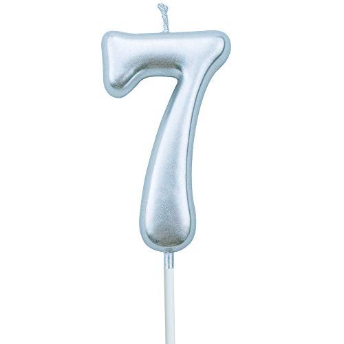 XNOVA 7th Birthday Candle Seven Years Silvery Happy Birthday Number 7 Candles for Cake Topper Decoration for Party Kids Adults Numeral 70 47 27 37 77 75 - Image 1