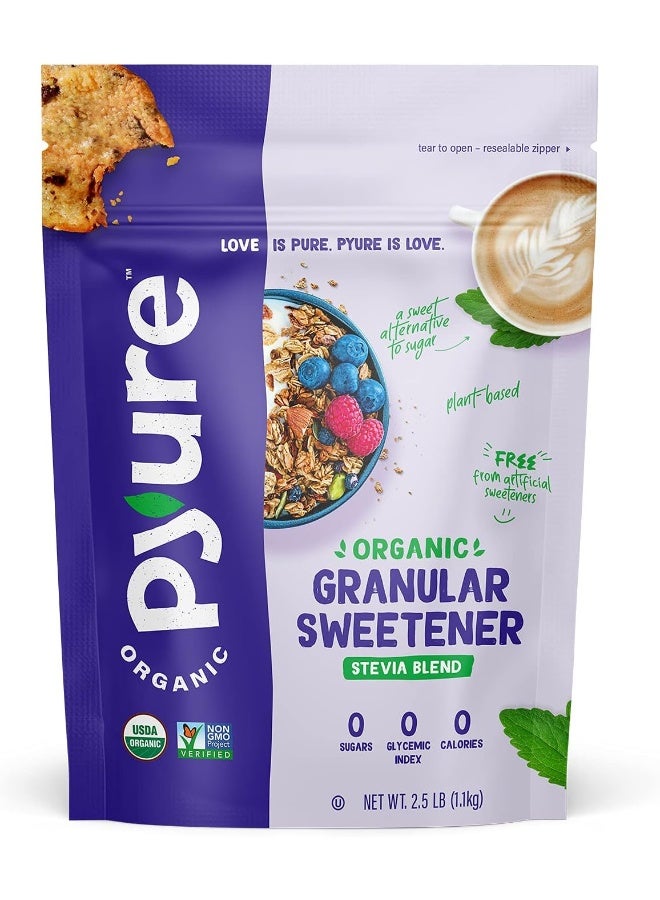 Pyure Organic Stevia Blend | Granulated Sugar Substitute with Zero Calories & Carbs | Keto, Diabetic & Vegan Friendly | Sugary Taste Alternative | USDA Organic Non-GMO | Good For Baking | 2.5lb (40oz) - Image 1