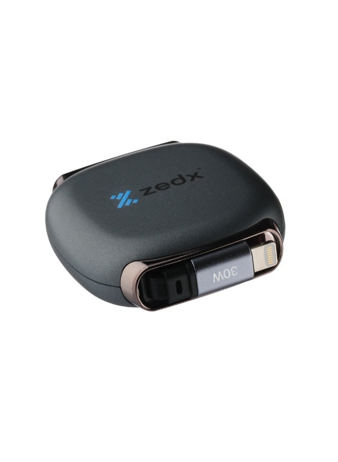 Zedx ZE-04 30W Fast Charge Retractable Data Cable – USB-C to Lightning - Image 2