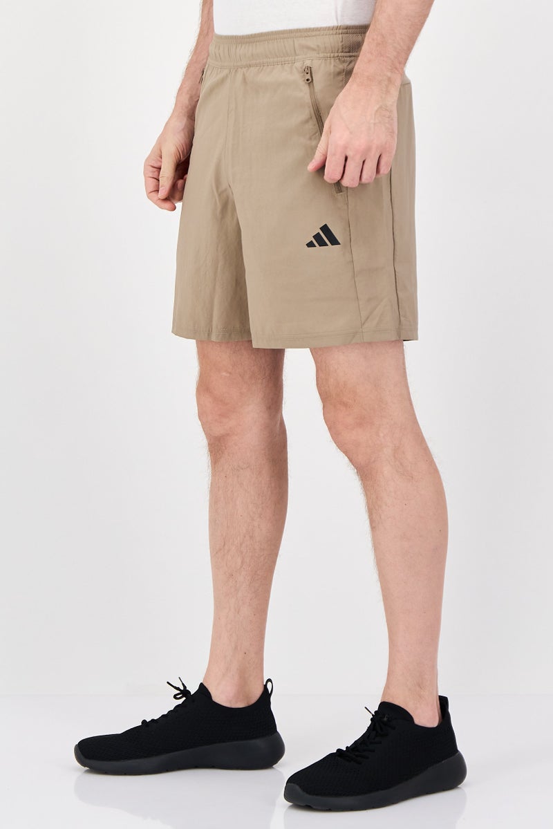 Adidas Men Sportswear Fit Drawstring 7 Inseam Training Shorts, Taupe - Image 4