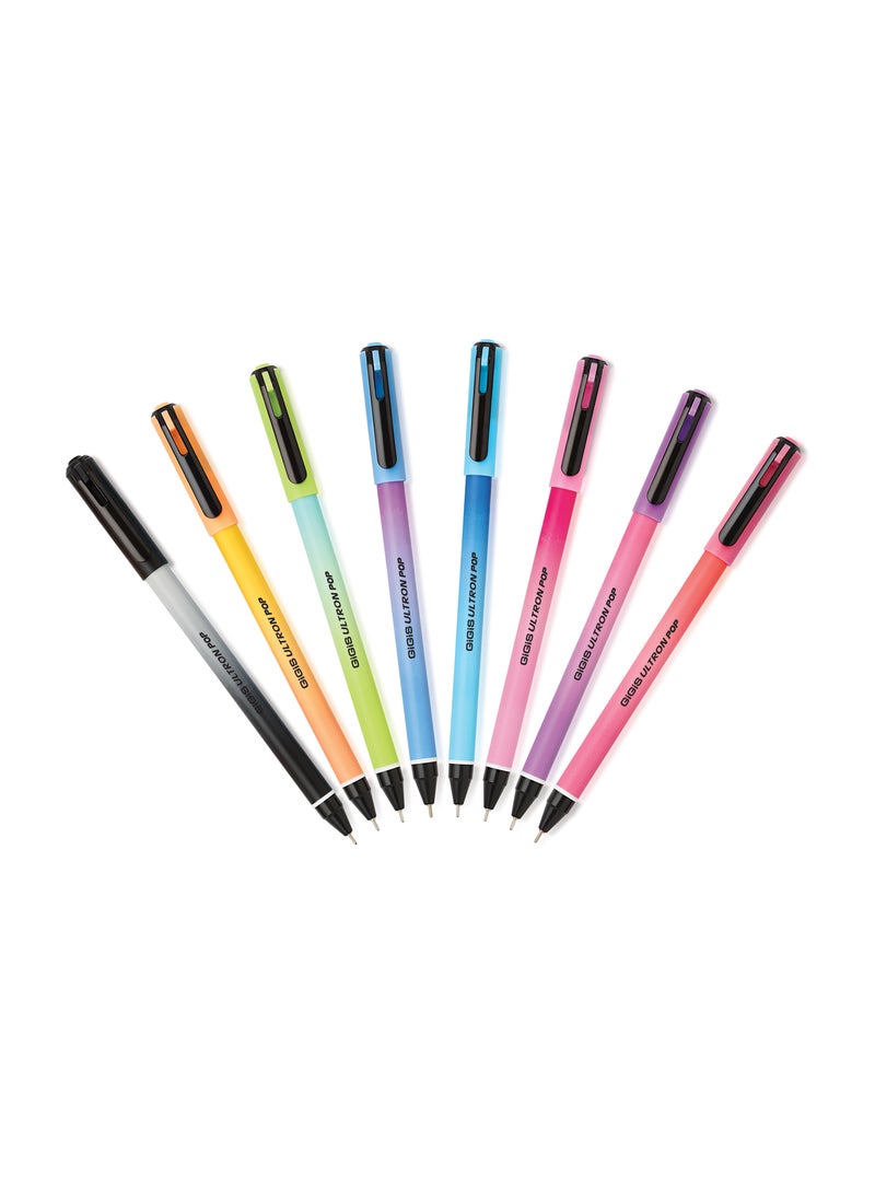 Gigis - Unimax Ultron Pop Multi Colour ink Ball Pen 8-Pieces, 0.7 mm, Ballpoint Pen - Image 1