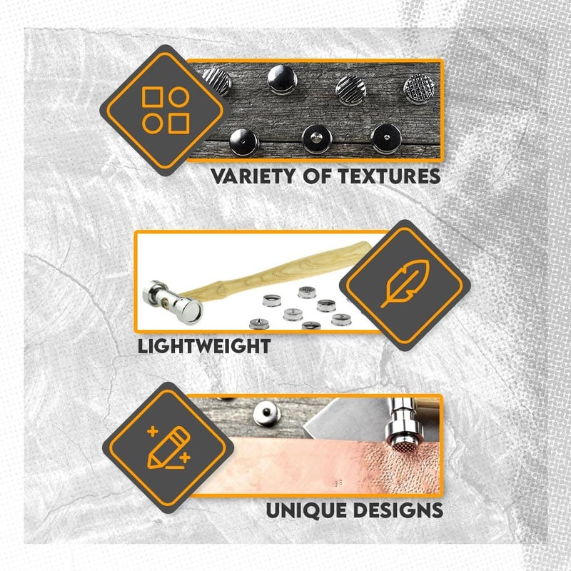 SE Texturing Hammer Interchangeable Tips Dual Head 9 Different Tips 8379TM - Image 4