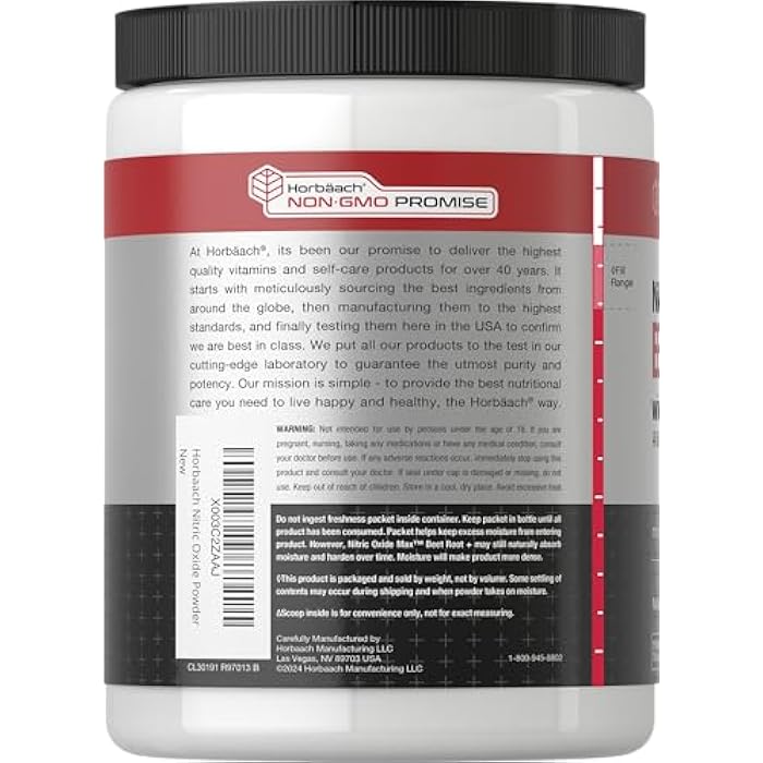 Horbäach Horbaach Nitric Oxide Powder | 16 oz | Supplement for Men & Women | with Beet Root & Nitrates | Mixed Berry Flavor | Vegan, Non-GMO & Gluten Free - Image 3