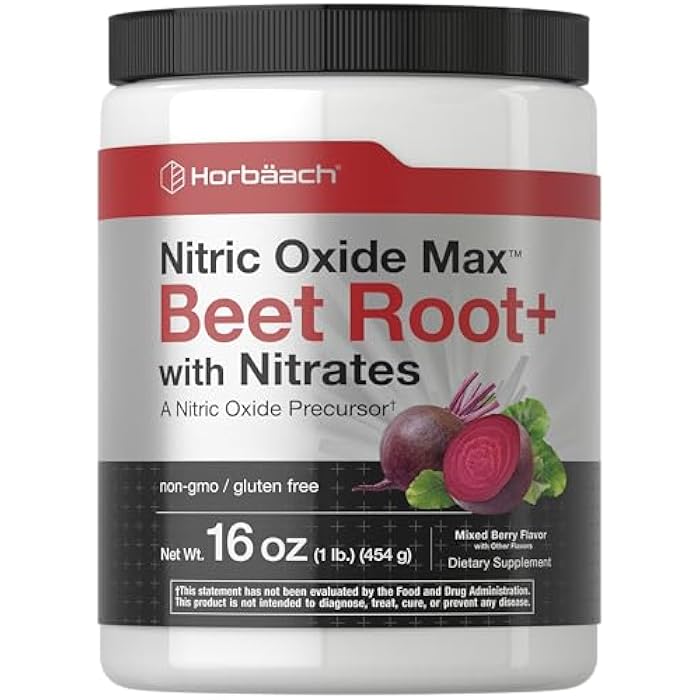 Horbäach Horbaach Nitric Oxide Powder | 16 oz | Supplement for Men & Women | with Beet Root & Nitrates | Mixed Berry Flavor | Vegan, Non-GMO & Gluten Free - Image 1