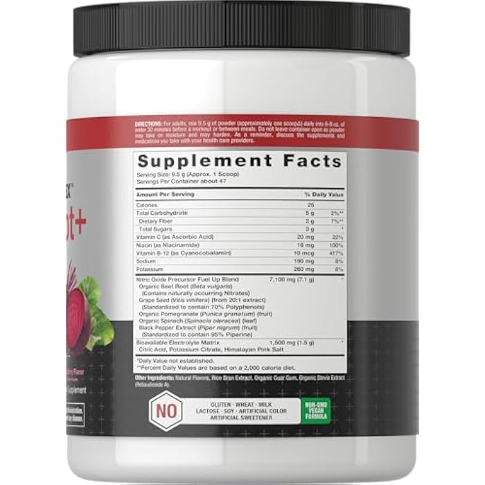 Horbäach Horbaach Nitric Oxide Powder | 16 oz | Supplement for Men & Women | with Beet Root & Nitrates | Mixed Berry Flavor | Vegan, Non-GMO & Gluten Free - Image 2