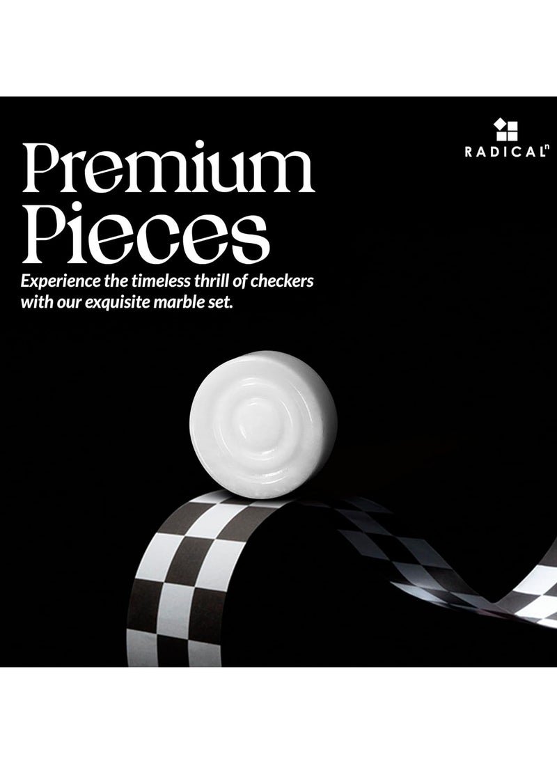 RADICALn - RADICALn Handmade  Black and White Big Board Games Complete Marble Checker Figures - Image 1