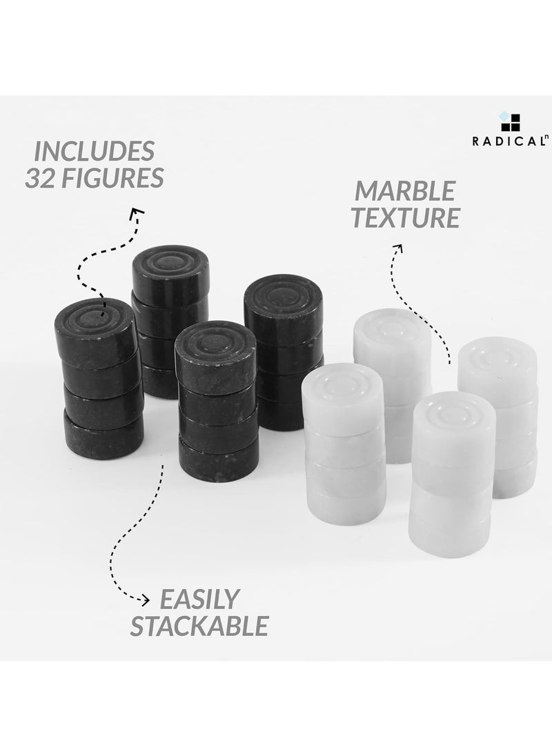 RADICALn - RADICALn Handmade  Black and White Big Board Games Complete Marble Checker Figures - Image 1