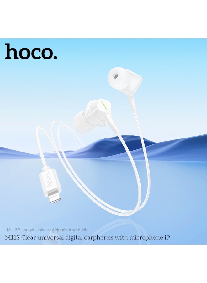Hoco - Lightning M113 iP Universal Wired Earphones with Microphone - Supports Calls and In-Line Controls for iPhone 7 and Later with Lightning Port - Image 1