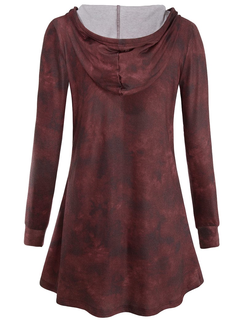 Miusey Sweaters for Women Cardigan Open Front, Ladies Cardigan Sweaters Lightweight Cardigans Burgundy Cardigan Zip Up Hoodie Tie Dye Red XX-Large - Image 3