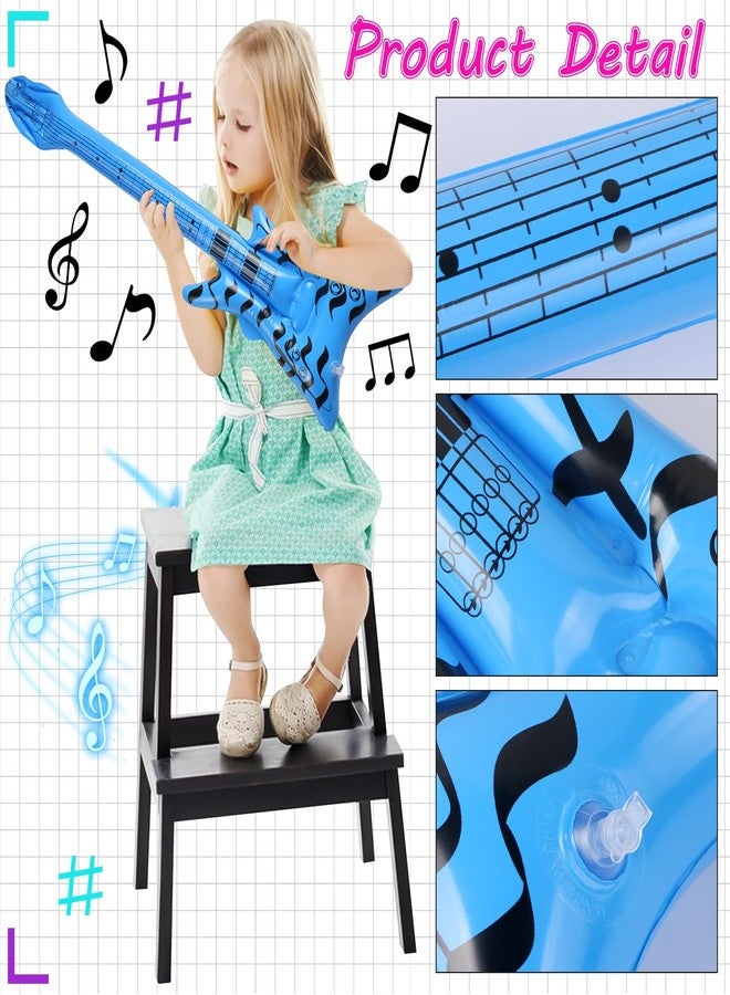 إيفر ماركت مجموعة من 8 قطع من ألعاب نجم الروك القابل للنفخ، صندوق بوم قابل للنفخ، طبل، جيتار، باس، آلة موسيقية، دعائم حفلات الثمانينيات والتسعينيات، ديكورات حفلات عيد الميلاد وأعياد الميلاد وكرنفال الروك أند رول - Image 3