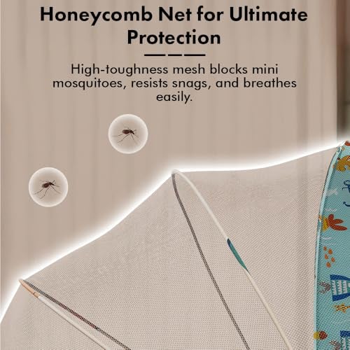 StarAndDaisy 3 in 1 Baby Bedding Set for New Born Baby, Bed Mattress with Mosquito Net & Neck Pillow, Sleeping Nest Travel, Infant Toddler Bed Set Gifts for Baby Boy Girl 0-12 Months (Teddy Print) - Image 4