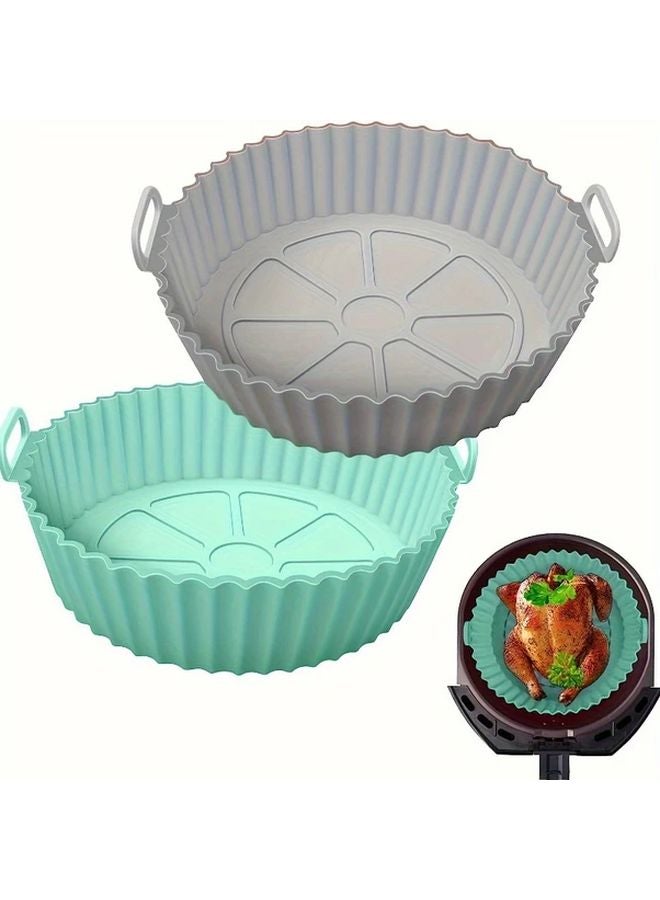 Grey Reusable Silicone Air Fryer Liners Non Stick Easy Clean Basket Mats - Image 1