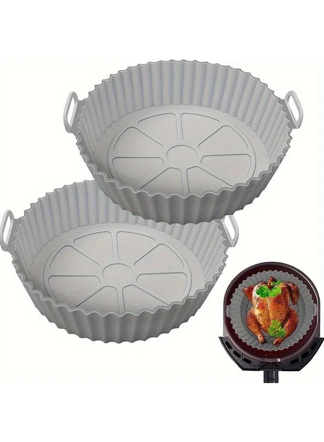 Grey Reusable Silicone Air Fryer Liners Non Stick Easy Clean Basket Mats - Image 4