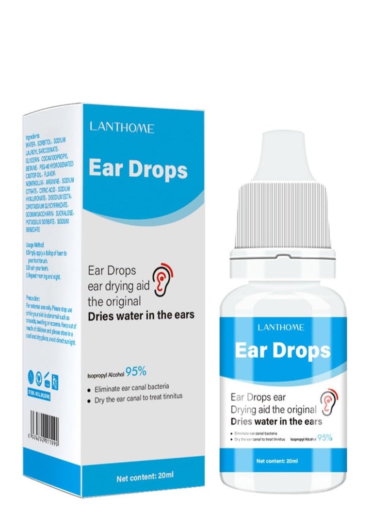 Lanthome Swimmer's Ear Drops 20ml,All-Natural Water Remover for Swimmer's Ear, Prevent Infections,Dry Ears,Safe Treatment for Kids and Adults,Relieves Ear Irritation and Trapped Water for Ear Protection - Image 1