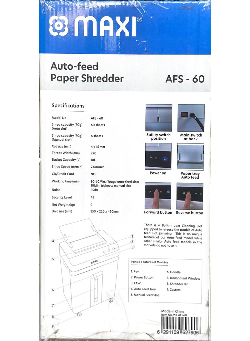 Maxi AFS60 Auto-Feed Paper Shredder - Image 2