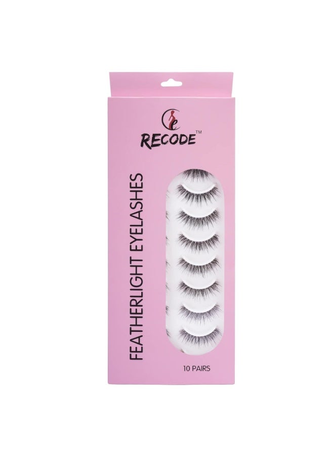 Recode RE01 Featherlight Eyelashes-Transparent Band,Pack of 10 - Image 2