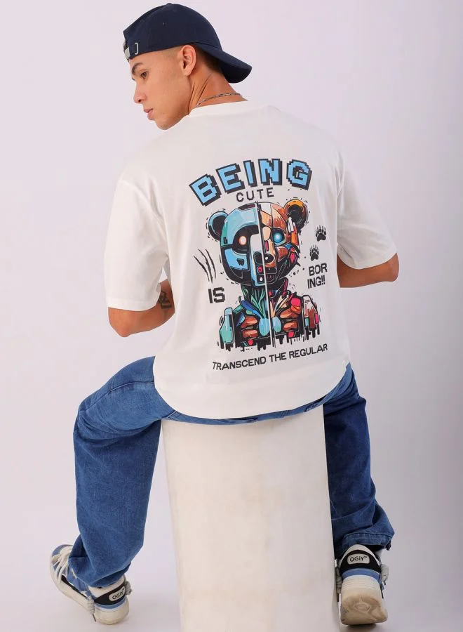 The Indian Garage Co Men Boxy Oversized Graphic Back Printed Round Neck Tshirt