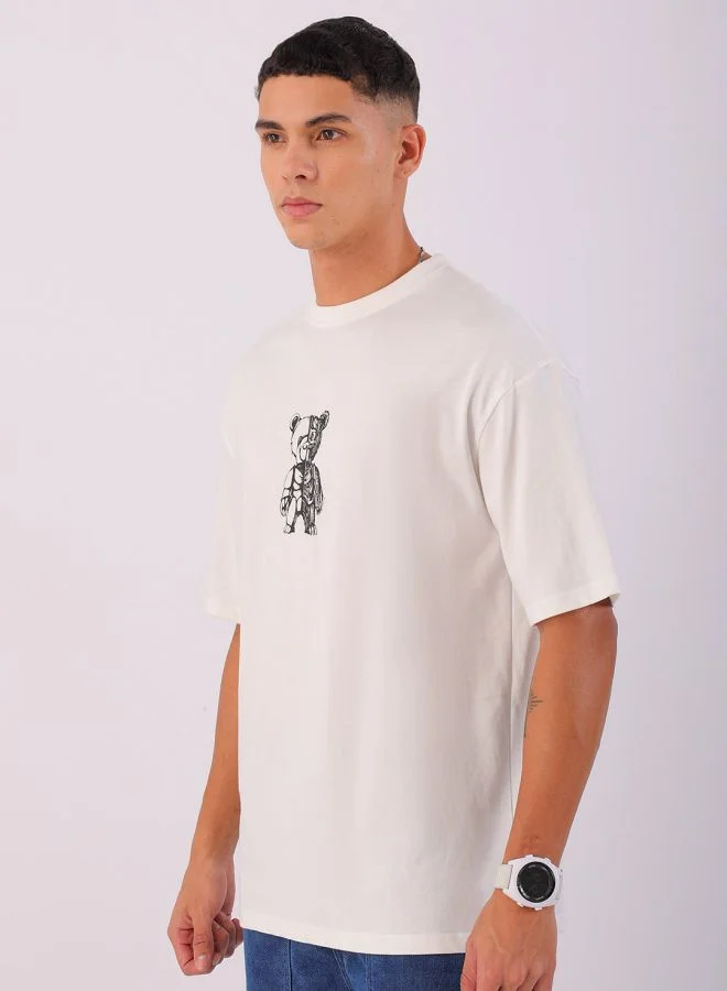 The Indian Garage Co Men Boxy Oversized Graphic Back Printed Round Neck Tshirt