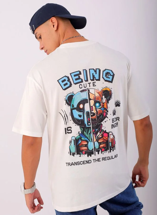 The Indian Garage Co Men Boxy Oversized Graphic Back Printed Round Neck Tshirt