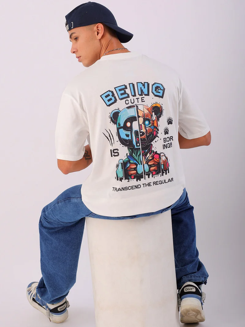 The Indian Garage Co Men Boxy Oversized Graphic Back Printed Round Neck Tshirt