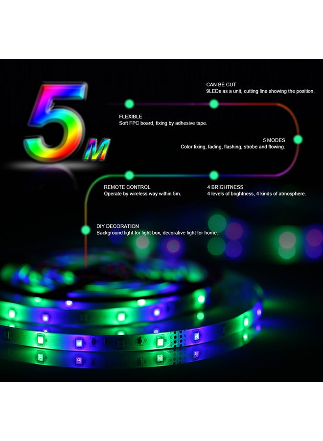 Remote Control LED Strip Light With 24 Key IR Remote Power Adapter Multicolour - Image 3
