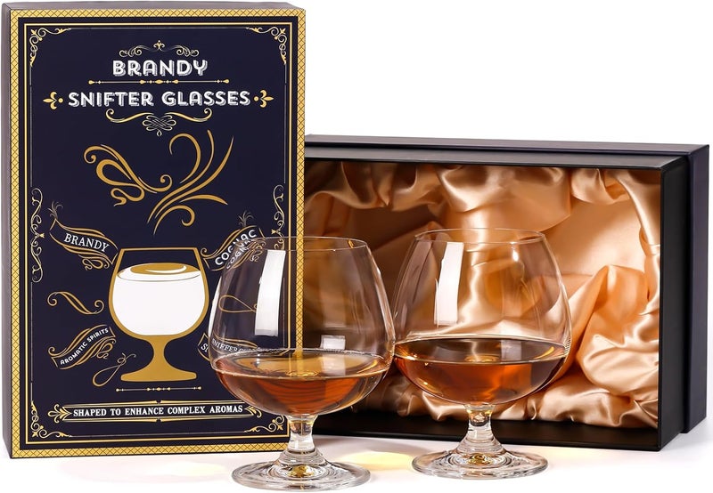 Physkoa 22 oz Large Brandy Snifter Glasses – Set of 2 Gift Boxed Short Stem Giant Brandy & Cognac Glasses for Bourbon, Scotch, Tequila, Rum, Beer & Spirits - Image 1
