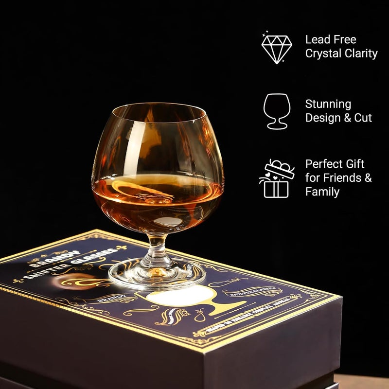 Physkoa 22 oz Large Brandy Snifter Glasses – Set of 2 Gift Boxed Short Stem Giant Brandy & Cognac Glasses for Bourbon, Scotch, Tequila, Rum, Beer & Spirits - Image 3