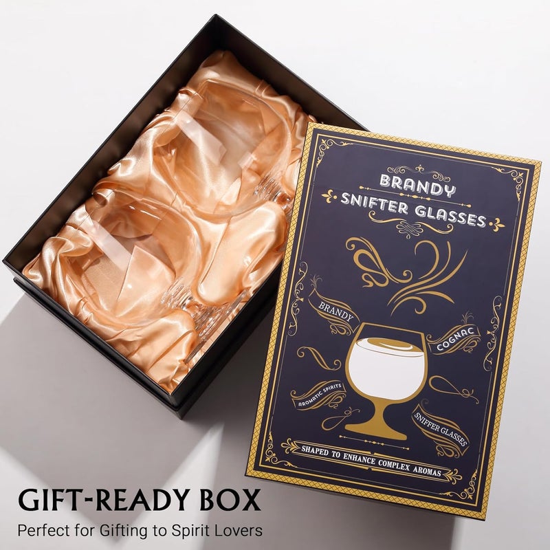 Physkoa 22 oz Large Brandy Snifter Glasses – Set of 2 Gift Boxed Short Stem Giant Brandy & Cognac Glasses for Bourbon, Scotch, Tequila, Rum, Beer & Spirits - Image 2