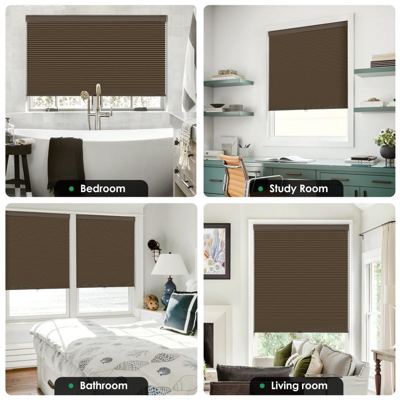 LazBlinds No Tools No Drill Cordless Cellular Shades, Blackout Light Blocking Honeycomb Shades for Home, Thermal Insulation Blinds for Windows, 25" W x 48" H, Dark Coffee - Image 5
