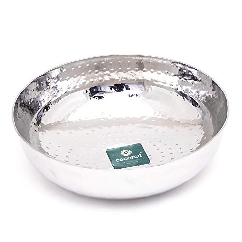 Coconut Stainless Steel Hammered Taasla/Kadhai (Without Handle & Lid) Heavy 18 Guage - Diamater -11 Inches - Image 2