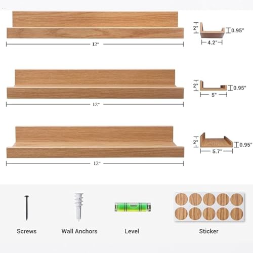 Crysellewoods Corner Shelf Wall Mount of 2-3 Tier Rustic Wood Floating Shelves for Bedroom, Living Room, Bathroom, Kitchen, Office and More (Natural 2 Tier) - Image 2