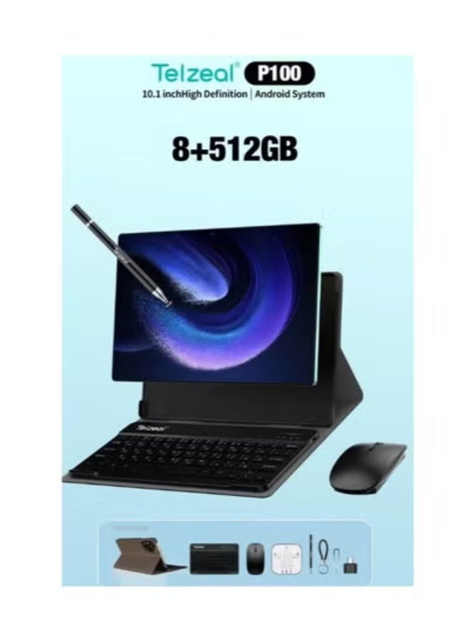تلزيل P100 10.1-Inch Android 13 Tablet – 8GB RAM, 512GB Storage – Dual SIM & 5G WiFi Connectivity – Long-Lasting 8000mAh Battery – Wireless Keyboard & Mouse – Dual Camera – Slim & Lightweight Metal Body – Ideal for Work, Study & Entertainment – Green - Image 3