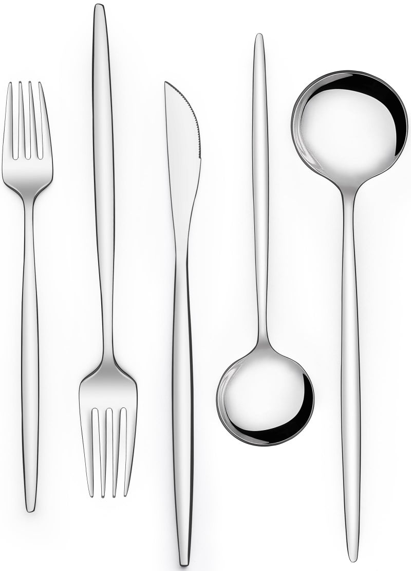 Wildone Silverware Set 30 Piece, Wildone Stainless Steel Flatware Set Service for 6, Cutlery Utensil Sets for Home Restaurant, Include Knife Fork Spoon Set, Dishwasher Safe - Image 1