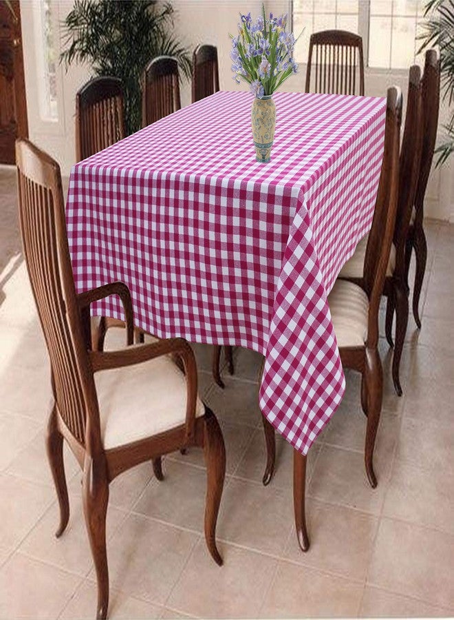 Airwill 100% Cotton Checkered Pattern 8 Seater Rectangle Table Cover Sized, 56x95 inches (Pink,White, Pack of 1) - Image 1