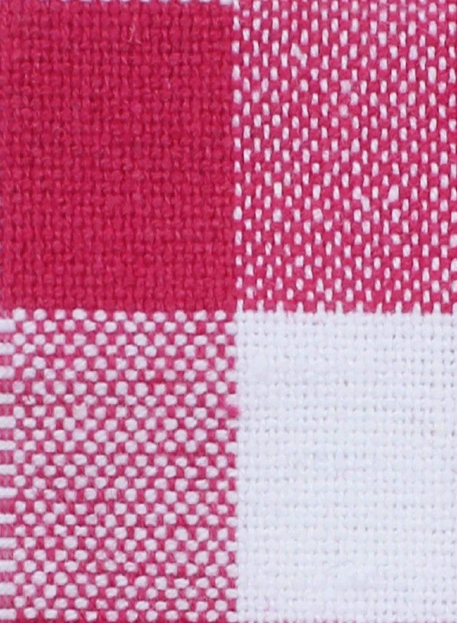 Airwill 100% Cotton Checkered Pattern 8 Seater Rectangle Table Cover Sized, 56x95 inches (Pink,White, Pack of 1) - Image 2