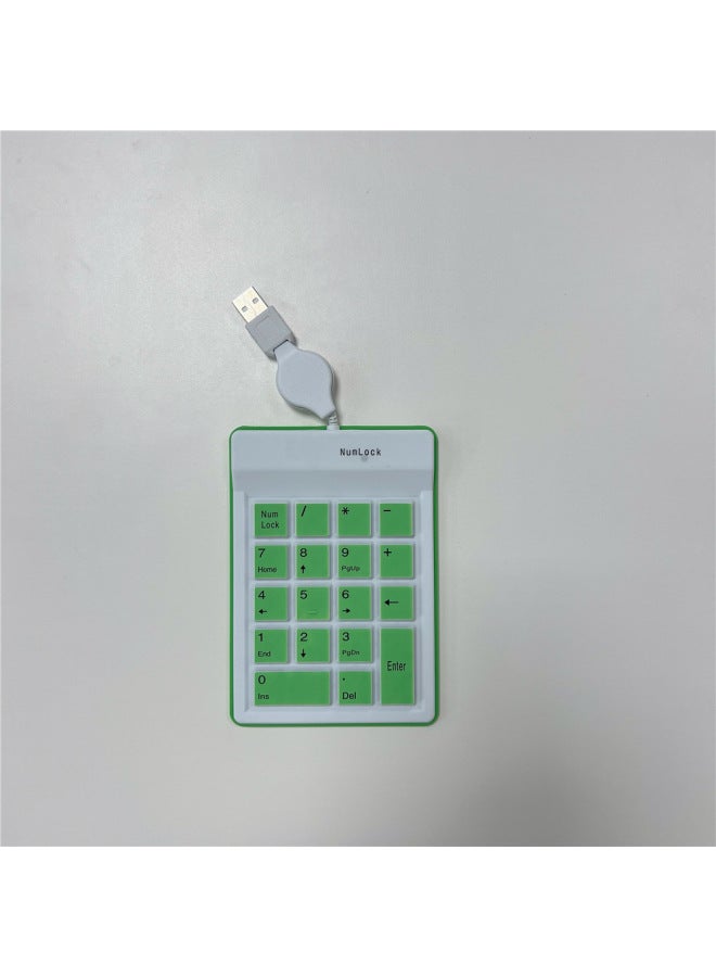 18 Key 18K Color USB Wired Retractable Line Numeric Keypad Mini Keyboard Accounting Finance-Color:18k Green  - Image 1