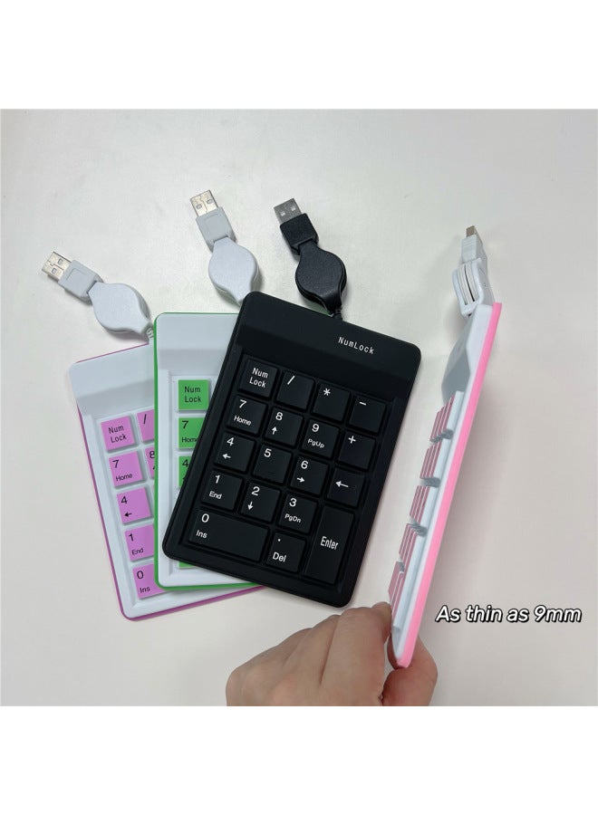 18 Key 18K Color USB Wired Retractable Line Numeric Keypad Mini Keyboard Accounting Finance-Color:18k Green  - Image 5