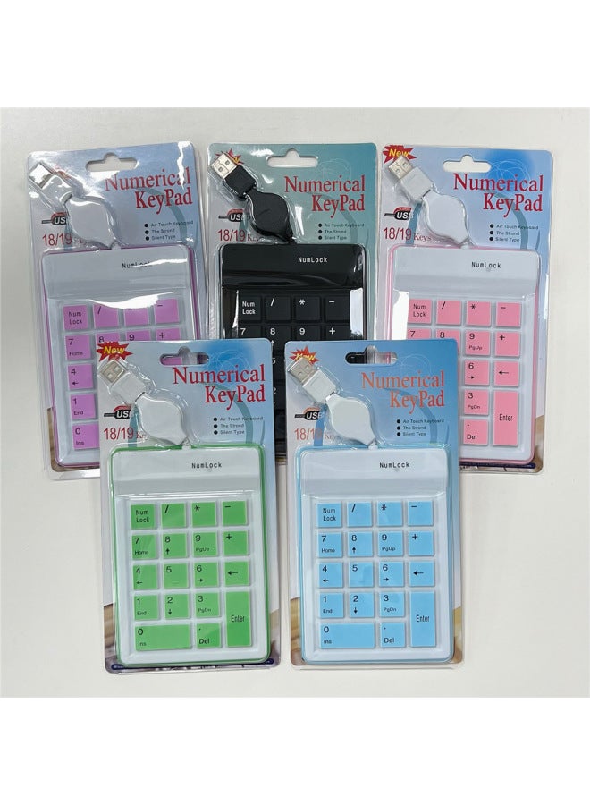 18 Key 18K Color USB Wired Retractable Line Numeric Keypad Mini Keyboard Accounting Finance-Color:18k Green  - Image 2