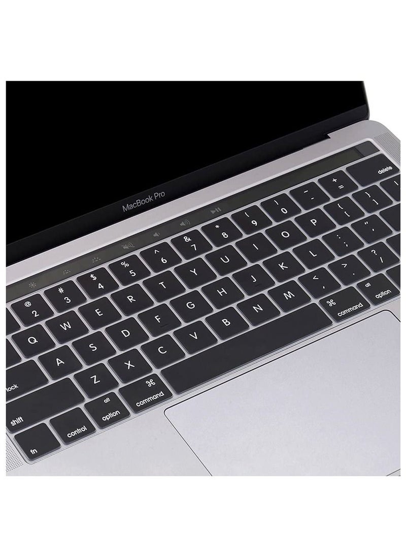 AMM - US Layout English Keyboard Cover Compatible for MacBook Pro 13 and 15-inch with Touch Bar Model A2159 A1989 A1990 A1706 A1707 Release 2019 2018 2017 2016 Black - Image 1