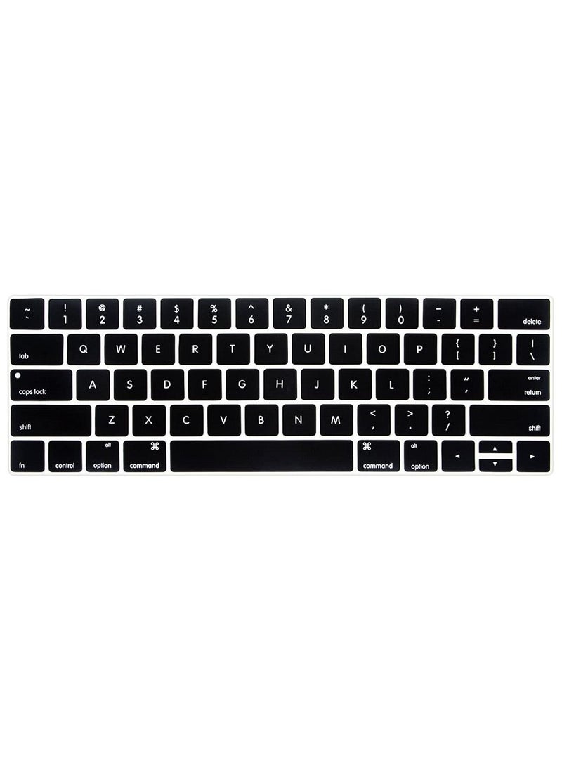 AMM - US Layout English Keyboard Cover Compatible for MacBook Pro 13 and 15-inch with Touch Bar Model A2159 A1989 A1990 A1706 A1707 Release 2019 2018 2017 2016 Black - Image 1