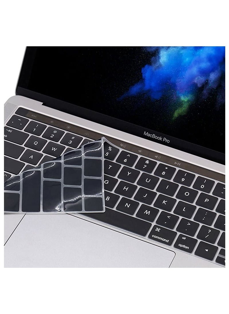 AMM - US Layout English Keyboard Cover Compatible for MacBook Pro 13 and 15-inch with Touch Bar Model A2159 A1989 A1990 A1706 A1707 Release 2019 2018 2017 2016 Black - Image 1
