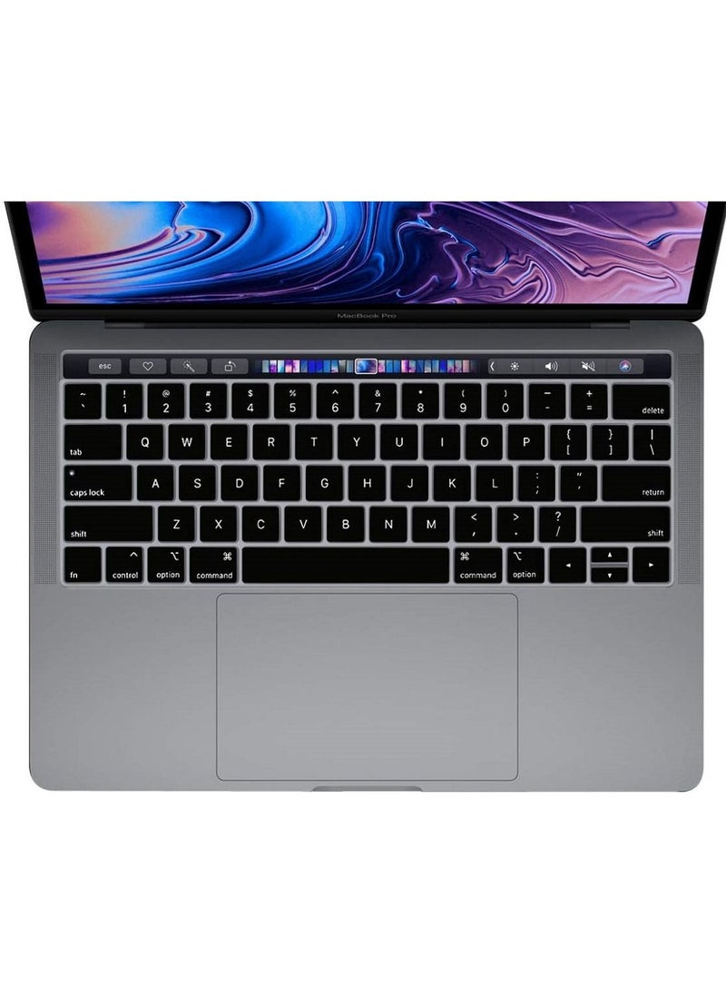 AMM - US Layout English Keyboard Cover Compatible for MacBook Pro 13 and 15-inch with Touch Bar Model A2159 A1989 A1990 A1706 A1707 Release 2019 2018 2017 2016 Black - Image 1