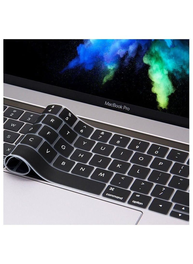 AMM - US Layout English Keyboard Cover Compatible for MacBook Pro 13 and 15-inch with Touch Bar Model A2159 A1989 A1990 A1706 A1707 Release 2019 2018 2017 2016 Black - Image 1