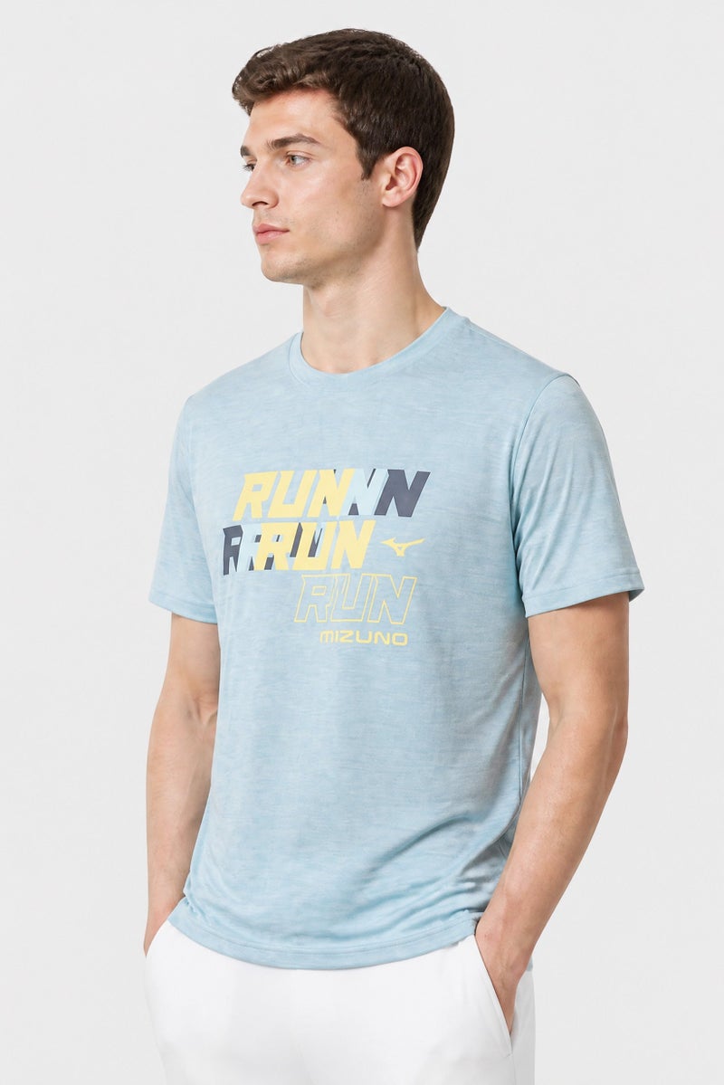 Mizuno Men Sportswear Fit Short Sleeve Running T-Shirt, Heather Green - Image 3